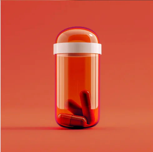 A artistic picture of a bottle of pills